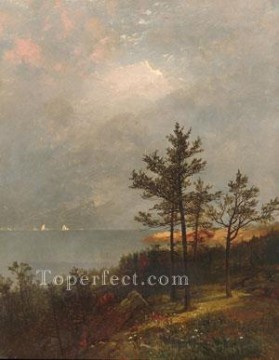  Storm Painting - Gathering Storm On Long Island Sound Luminism scenery John Frederick Kensett